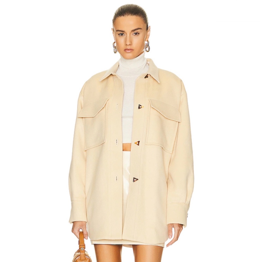 Aeron Richmond Wool Belted Shirt Jacket NWT 6 US / 38 EU Cream - Picture 2 of 11